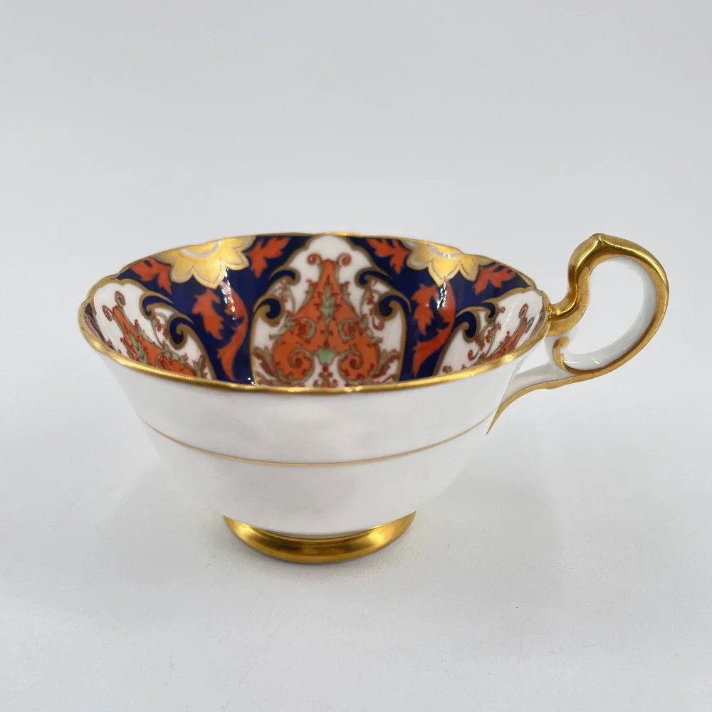 Aynsley Imari Teacup Saucer Set Blue Orange Gold Gilt 6879 Bone China England